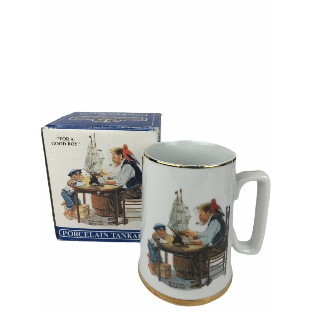 Lot Of 2 Norman Rockwell Week 2/3 Seafarers Collection Porcelain Tankards W/ Box